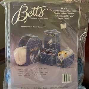 Vintage Betts needlepoint on plastic 3-piece kit